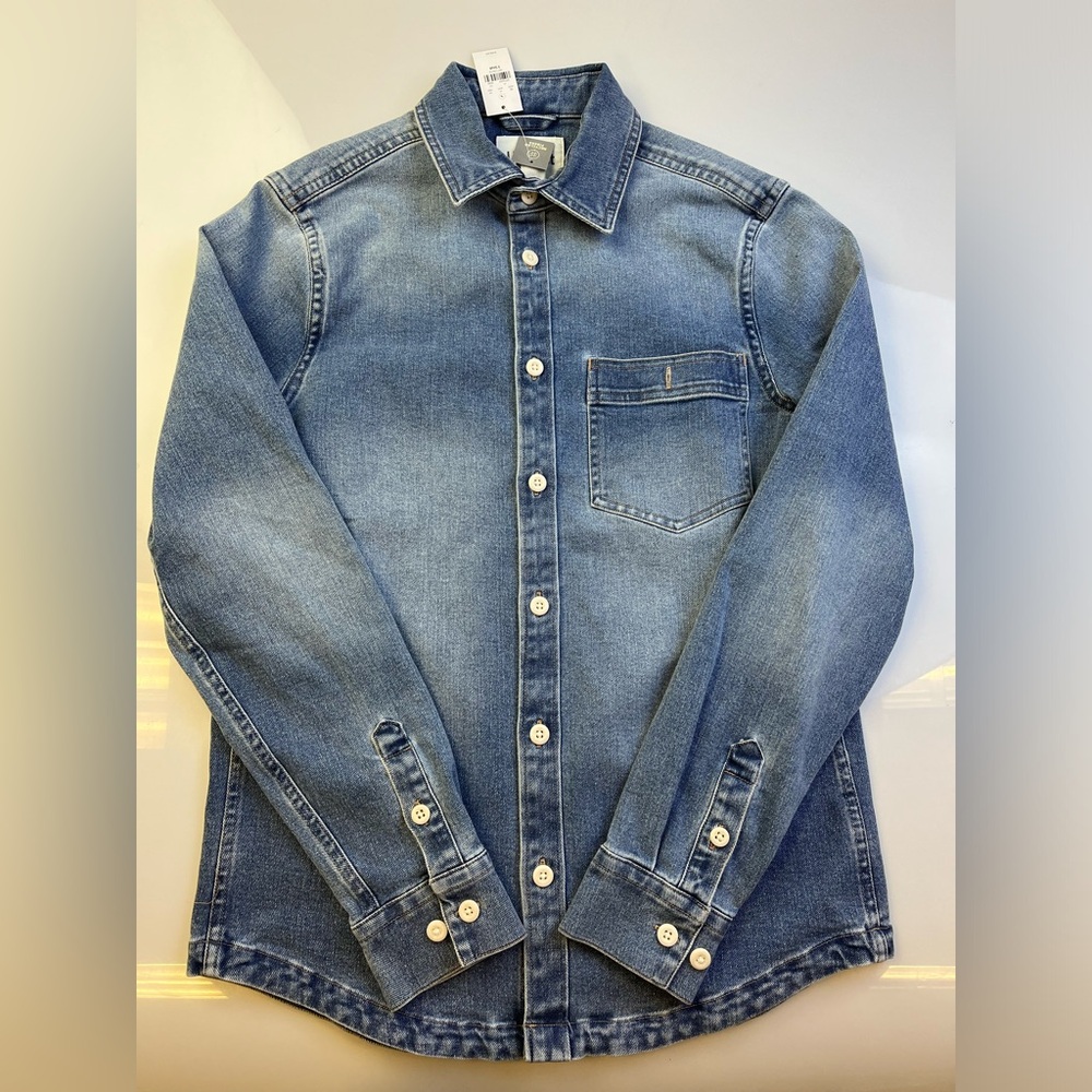 Men's Blue Denim Button-Up Shirt